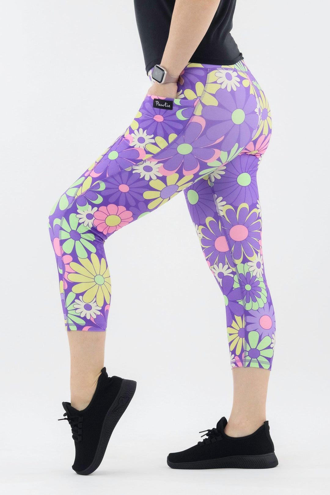 Candy Flower - Hybrid 2.0 - Leg Pockets - Capri Leggings Hybrid Capri Leggings Pawlie
