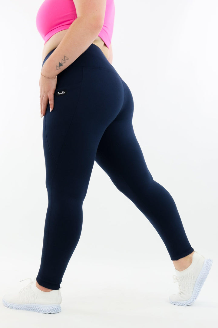 Navy - Fleece - Leg Pockets - Full Leggings