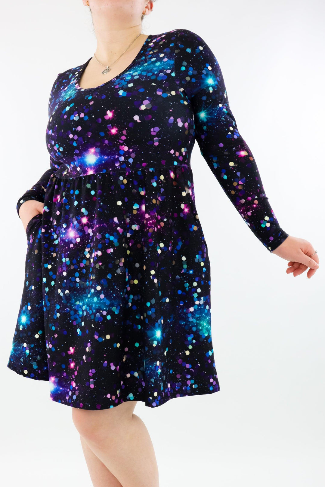 Sparkle Universe - Mini Dress - Long Sleeve - Pockets