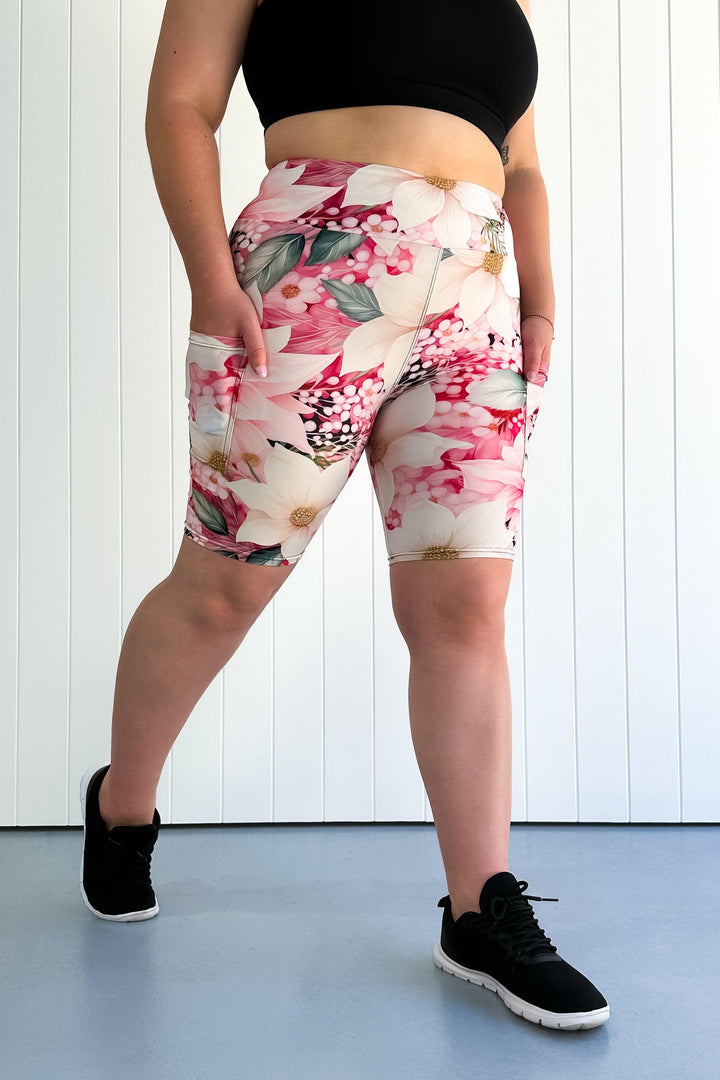 Pink Poinsettia - Casual - Long Shorts - Pockets