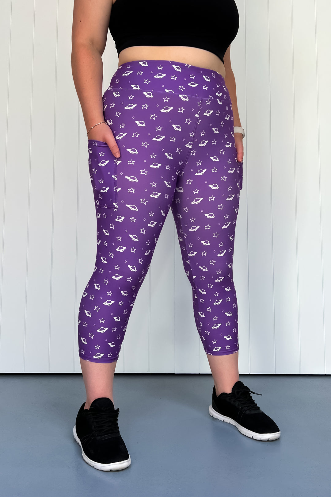 Purple Saturn - Casual - Capri Leggings - Pockets