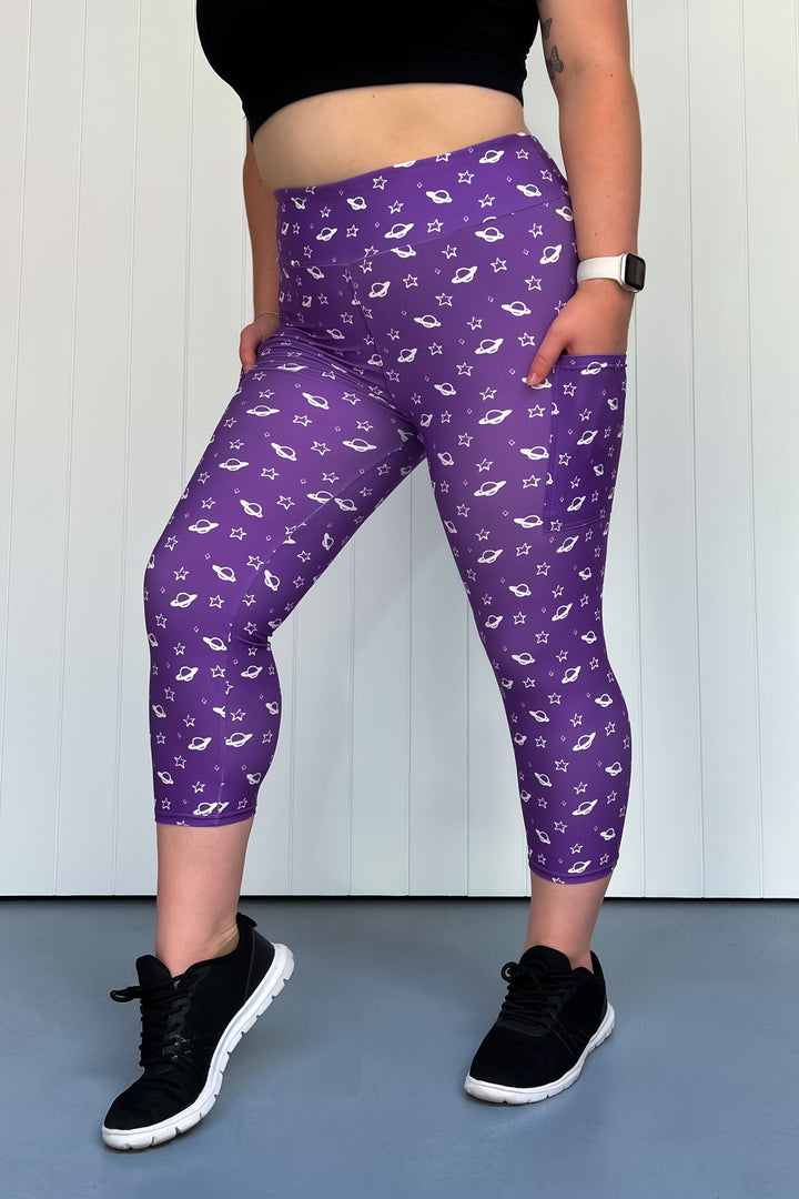 Purple Saturn - Casual - Capri Leggings - Pockets