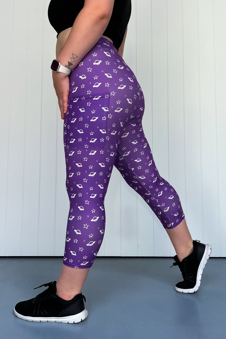 Purple Saturn - Casual - Capri Leggings - Pockets