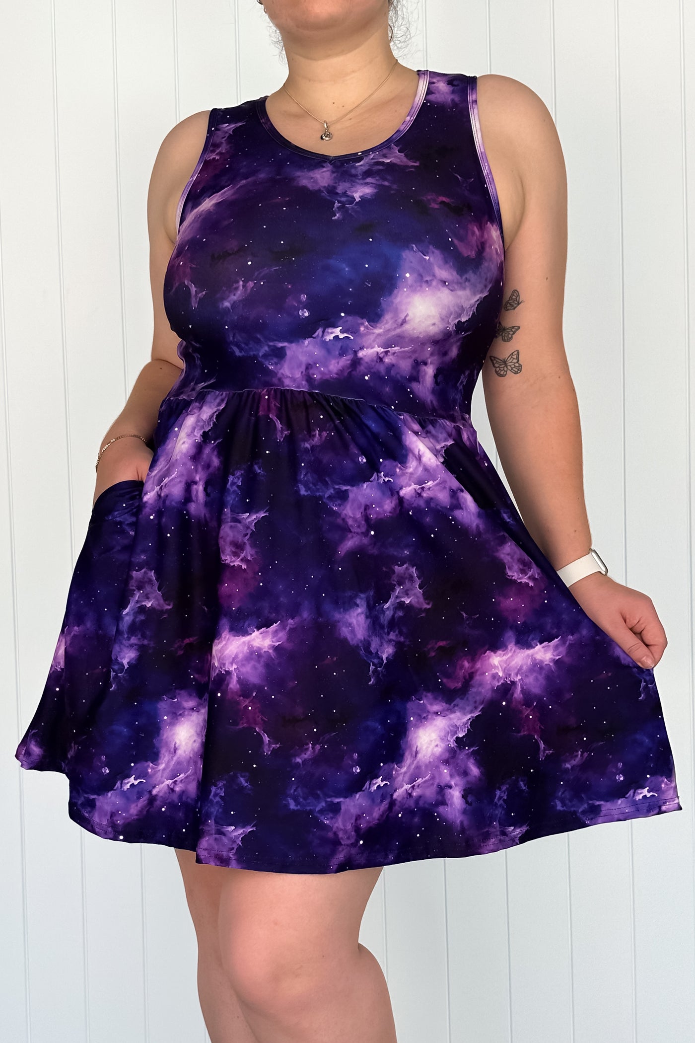 Sapphire Supernova - Sleeveless Mini Dress - Pockets