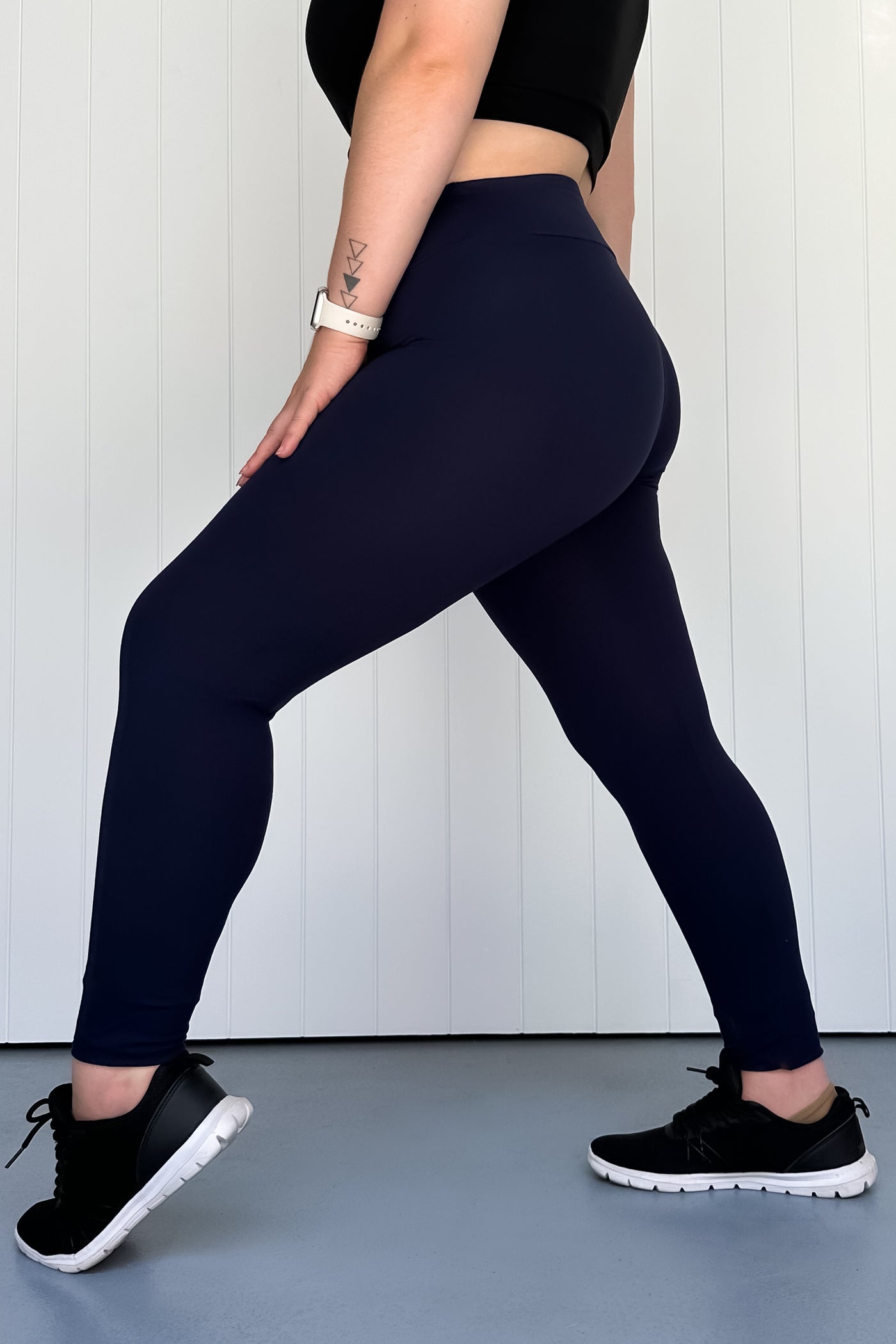 Plain Navy - Casual - Full Length Leggings