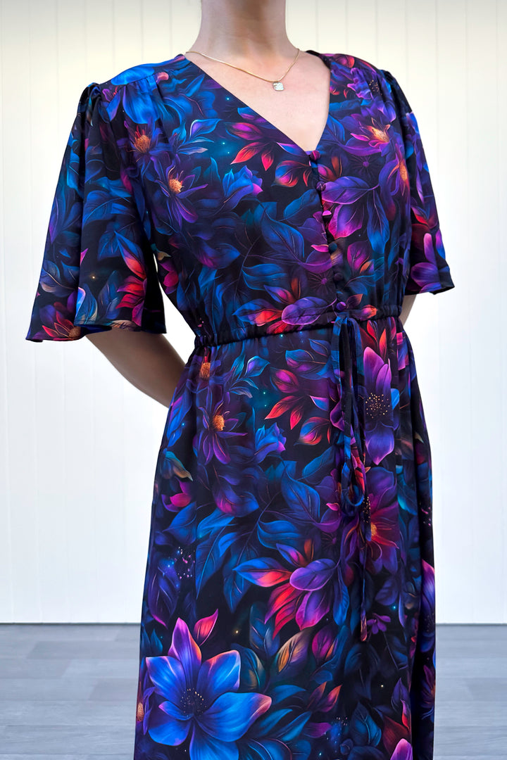 Peony Maxi Dress - Obsidian Petal - Pockets