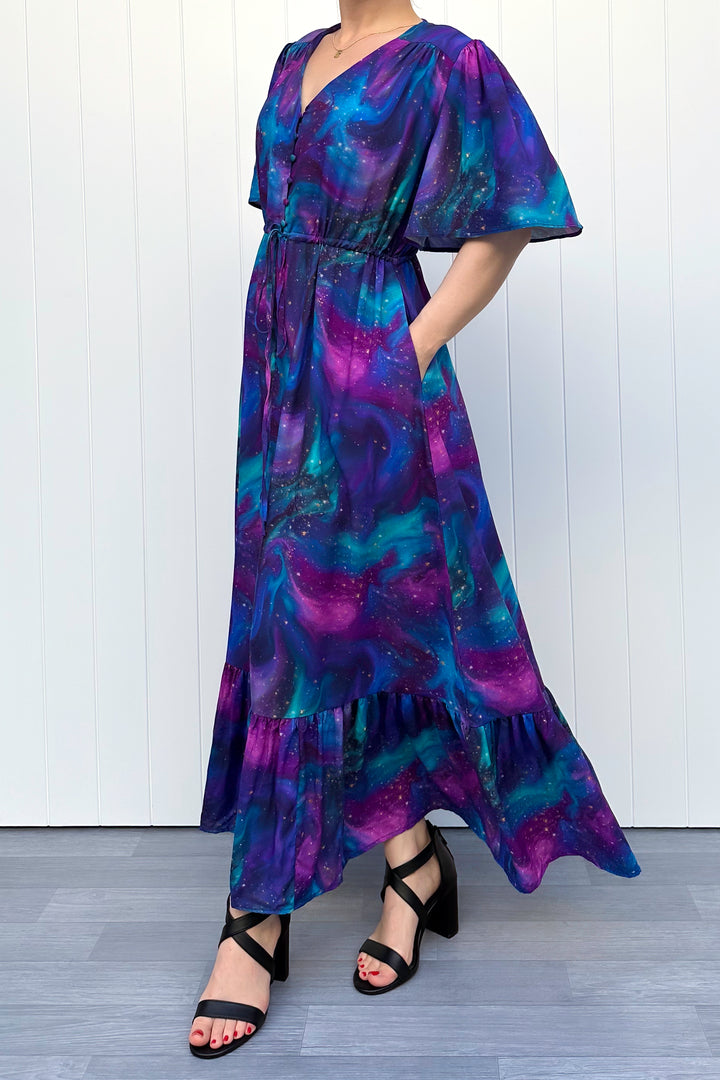 Peony Maxi Dress - Aurora Sky - Pockets