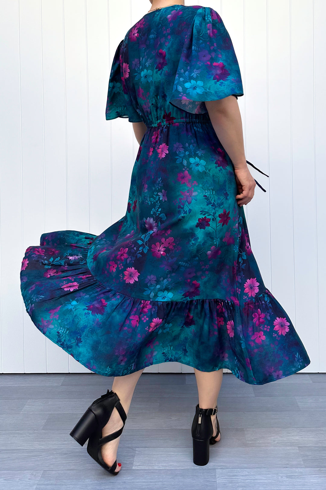 Peony Midi Dress - Ethereal Bloom - Pockets