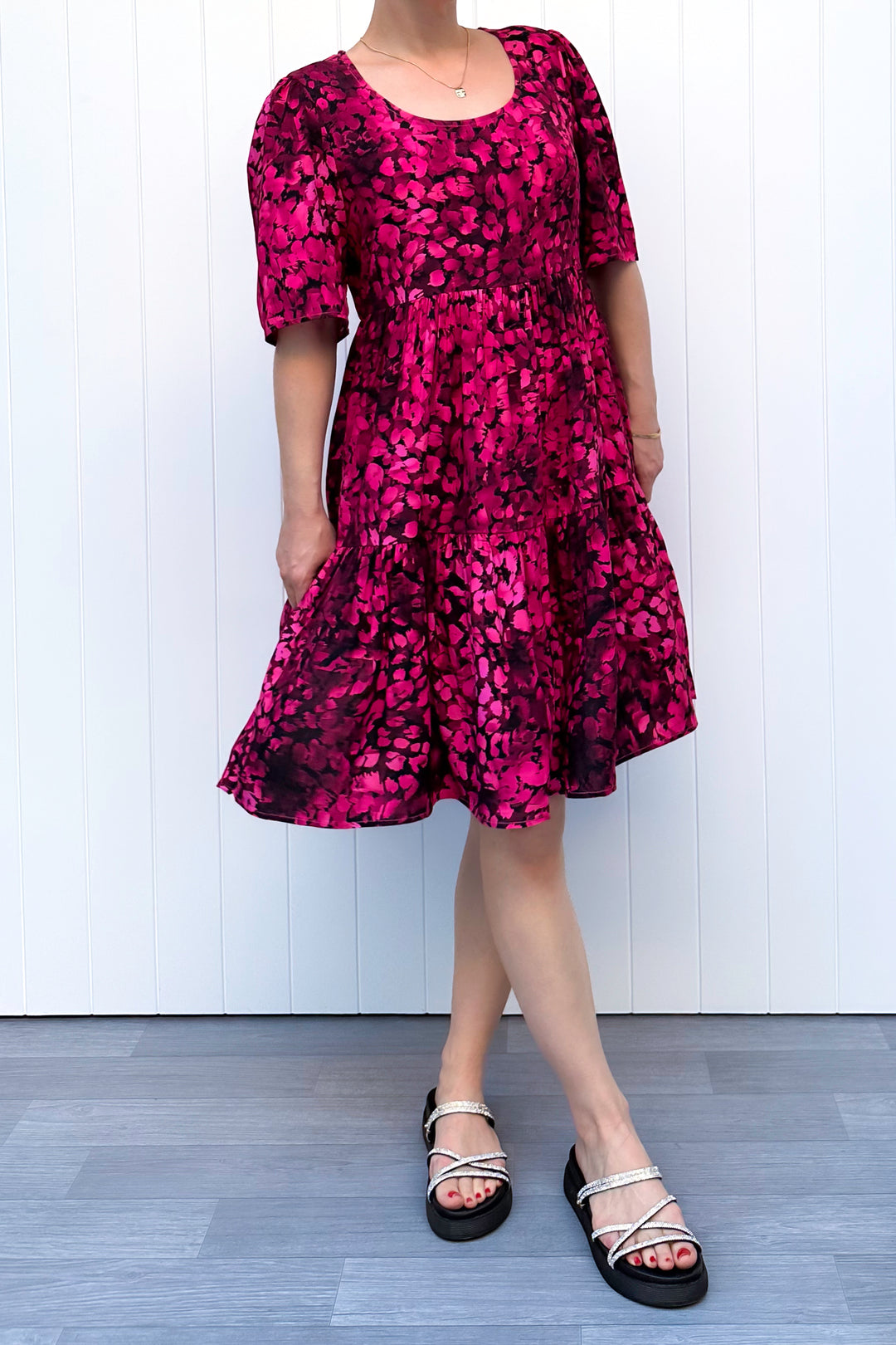 Lily Dress - Berry Leopard - Pockets