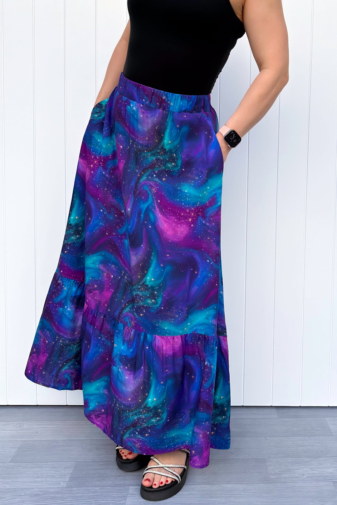 Camellia Maxi Skirt - Aurora Sky - Pockets