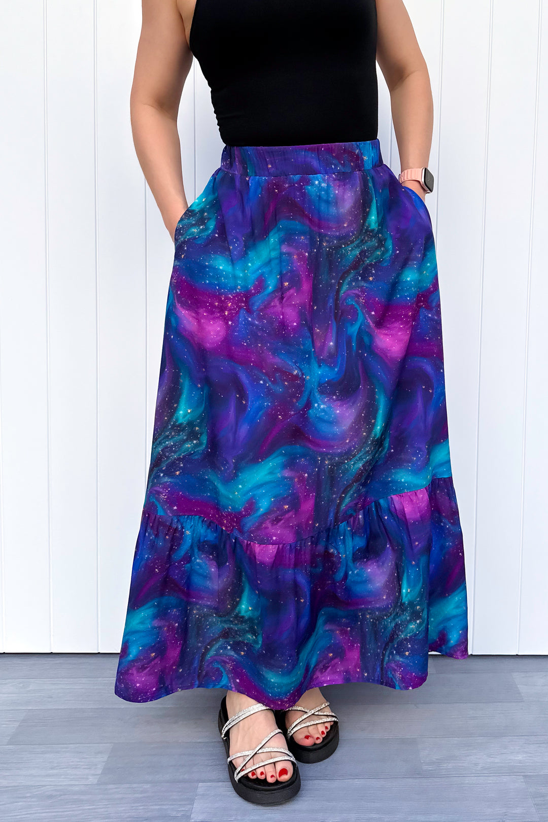 Camellia Maxi Skirt - Aurora Sky - Pockets