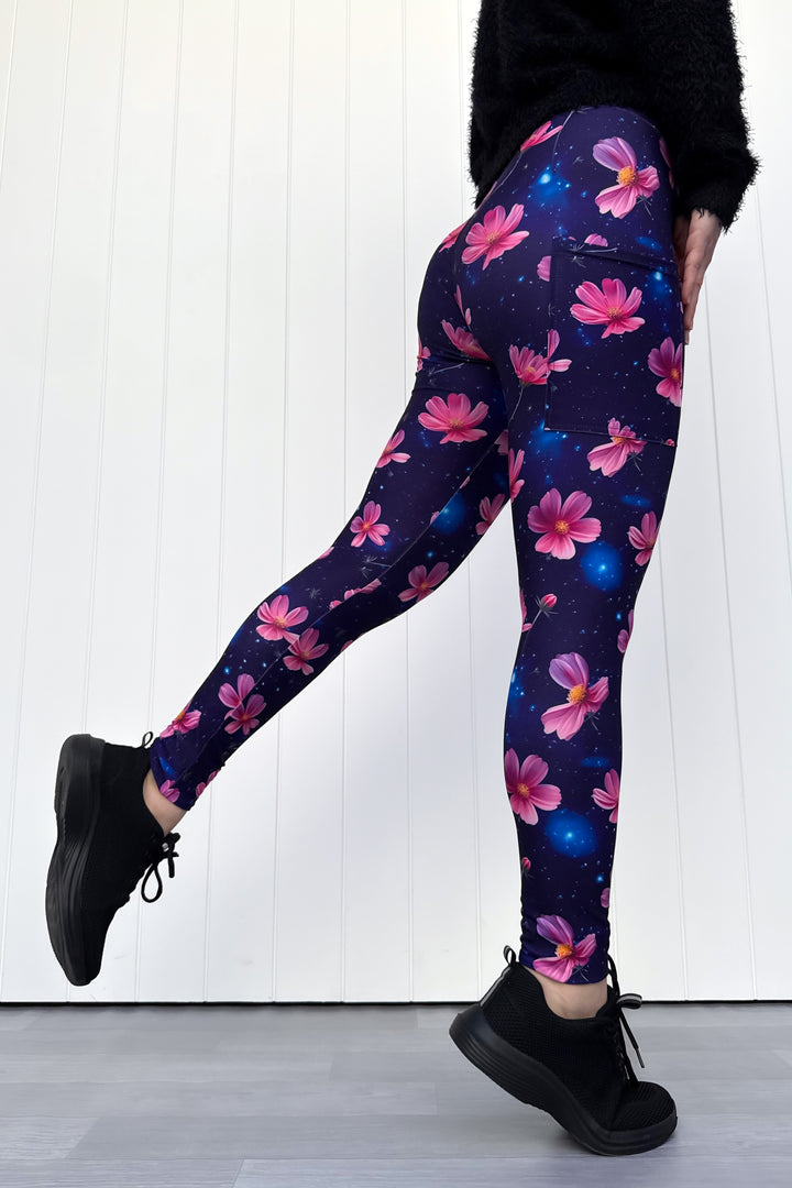 Cosmos Flower - Casual - Full Leggings - Pockets