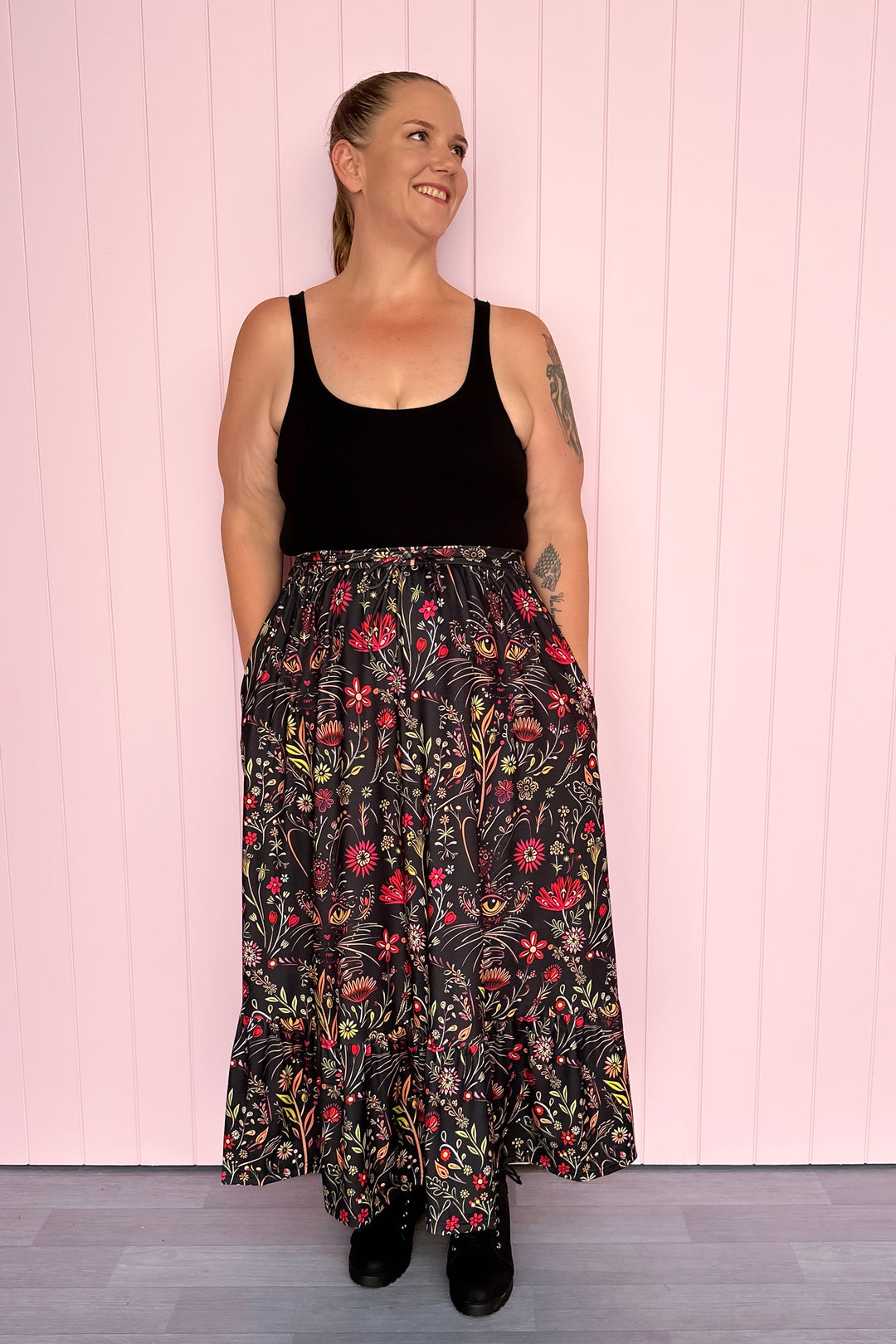 Selene Maxi Skirt - Whiskers & Wildflowers - Pockets