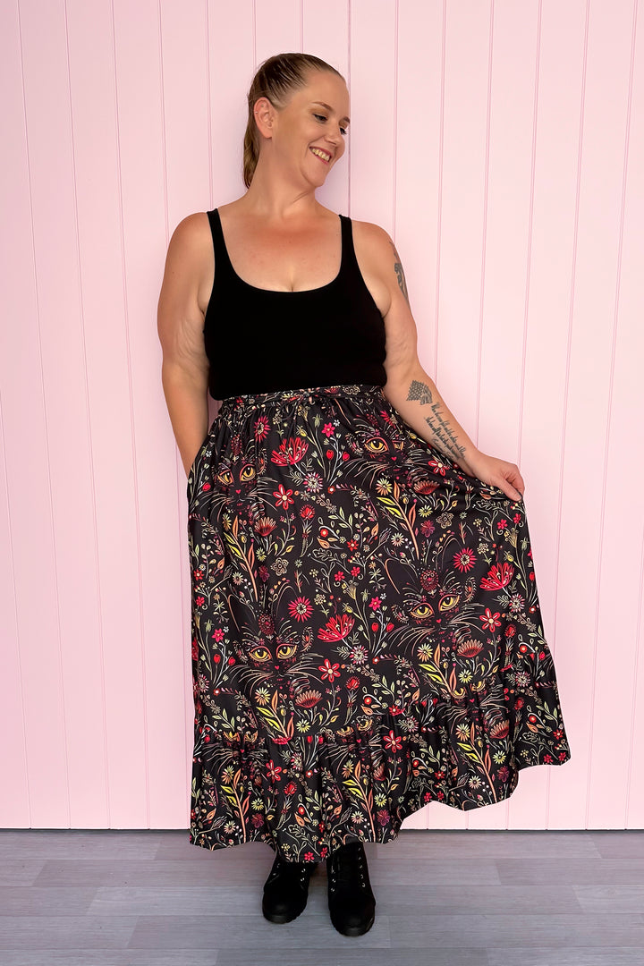 Selene Maxi Skirt - Whiskers & Wildflowers - Pockets