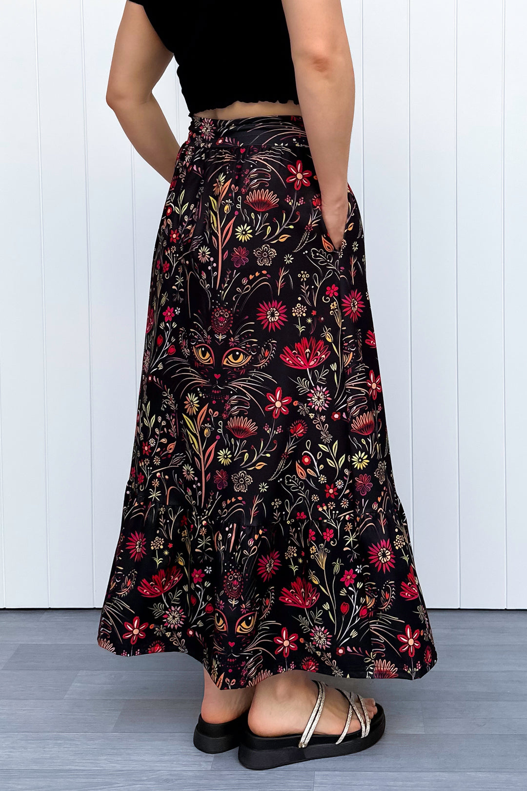 Selene Maxi Skirt - Whiskers & Wildflowers - Pockets