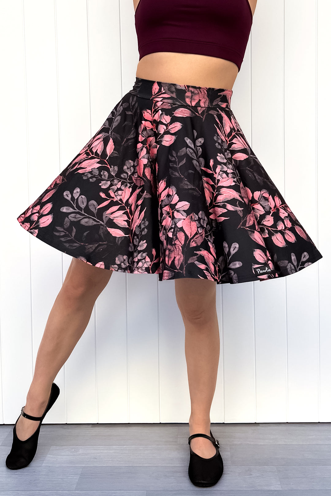 Seraphine Mini Skirt - Vintage Watercolour Leaves