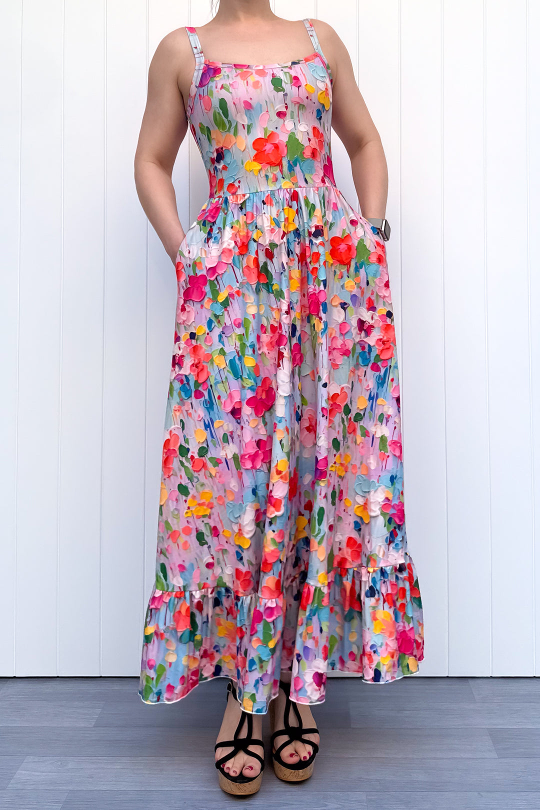 Celeste Maxi Dress - Painted Petals - Pockets