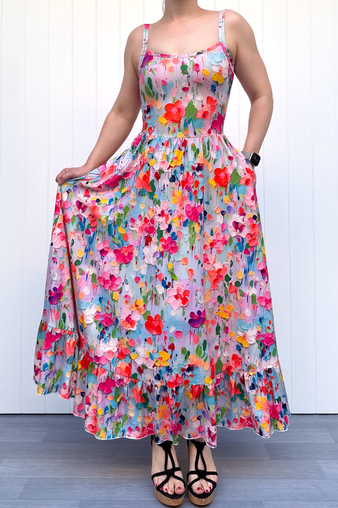 Celeste Maxi Dress - Painted Petals - Pockets
