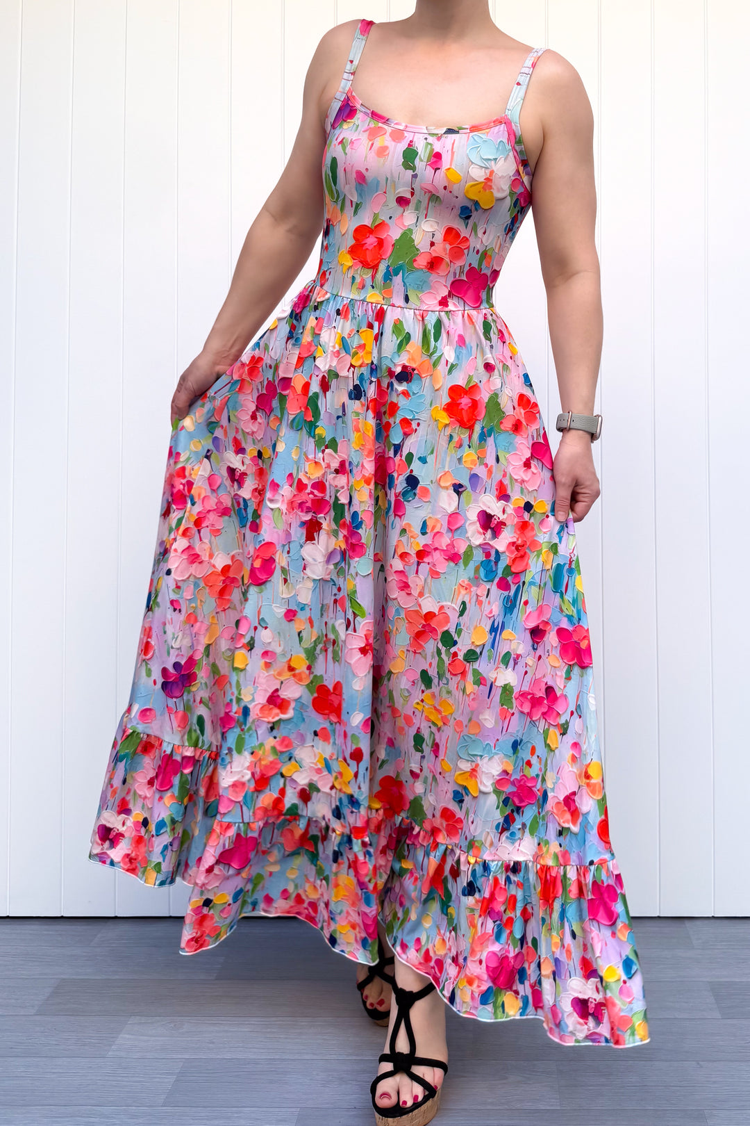 Celeste Maxi Dress - Painted Petals - Pockets