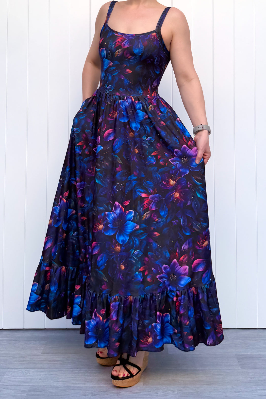 Celeste Maxi Dress - Obsidian Petal - Pockets
