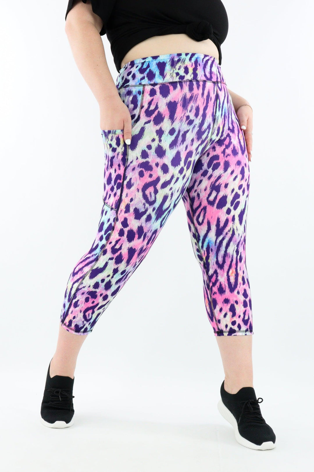 Tie Dye Leopard - Casual - Capri Leggings - Pockets - Pawlie