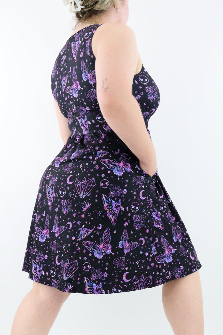 Glitter Witch - Sleeveless Skater Dress - Knee Length - Side Pockets - Pawlie