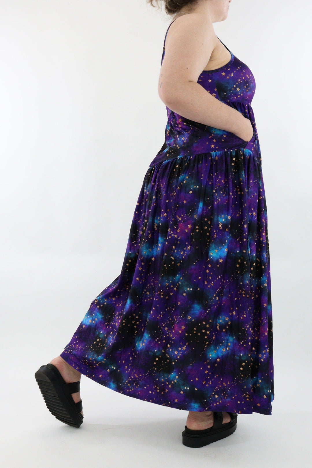 Universe Shimmer - Strappy Maxi Dress - Pockets - Pawlie