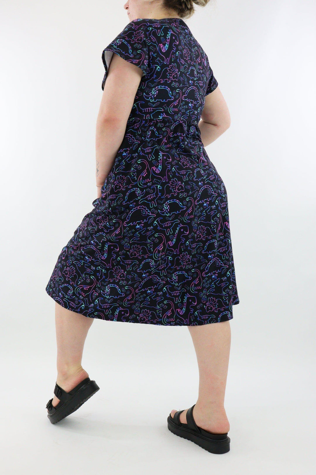 Dinosaur Party - A-Line Dress - Midi Length - Side Pockets - Pawlie