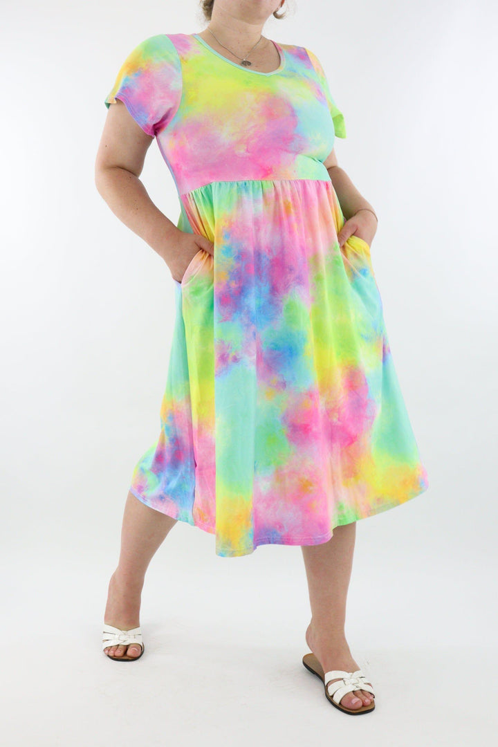 Fairy Floss - A-Line Dress - Midi Length - Side Pockets - Pawlie