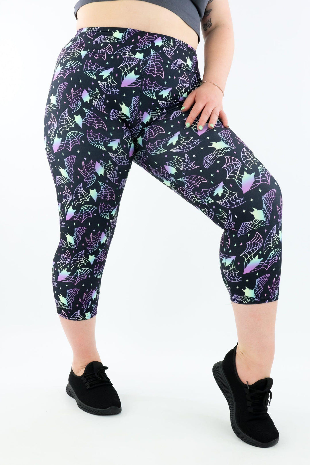 Holographic Bats - Casual - Capri Leggings Casual Capri Leggings Pawlie   