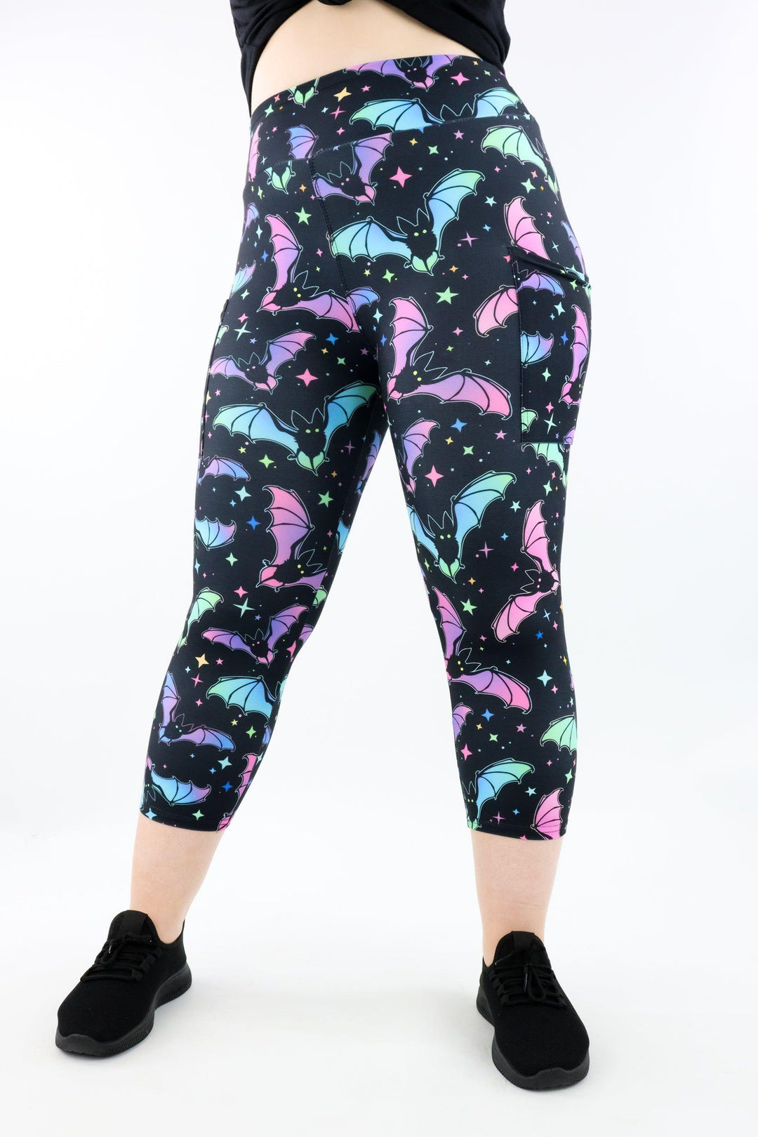 Neon Bats - Casual - Capri Leggings - Pockets Casual Capri Leggings - Pockets Pawlie   