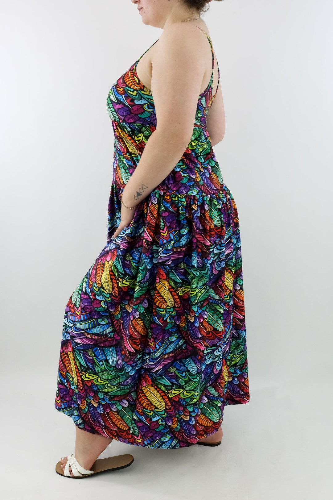 Feather Wild - Strappy Maxi Dress - Pockets - Pawlie