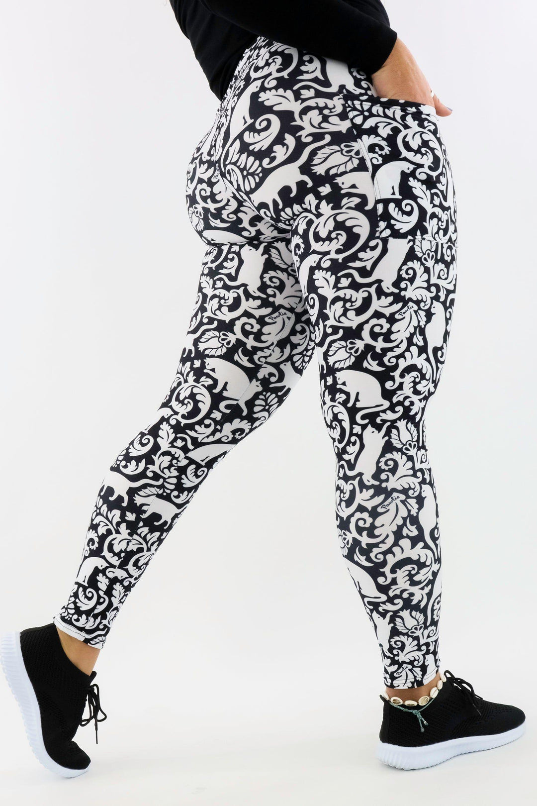 Cat Damask - Casual - Regular Full Leggings - Pockets Casual Full Leggings - Pockets Pawlie   