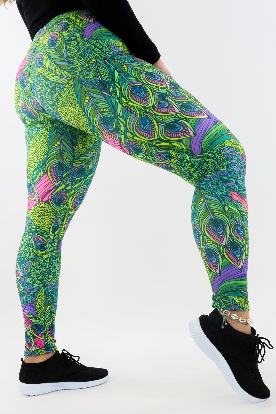 Peacock Vaunt - Casual - Regular Full Leggings - Pockets Casual Full Leggings - Pockets Pawlie   