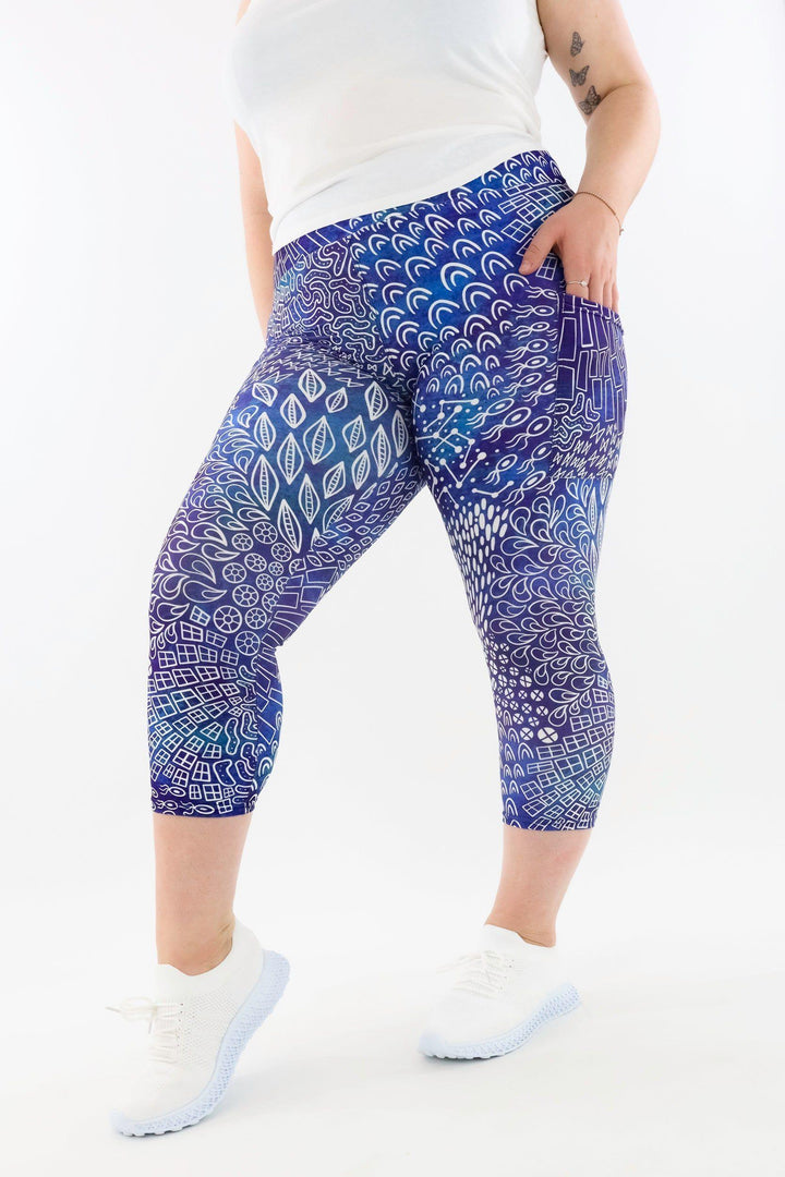 Ocean Motif - Casual - Capri Leggings - Pockets Casual Capri Leggings - Pockets Pawlie   