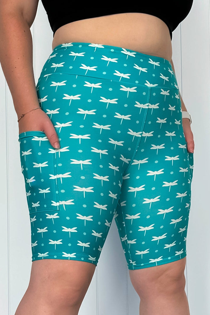 Teal Dragonfly - Casual - Long Shorts - Pockets