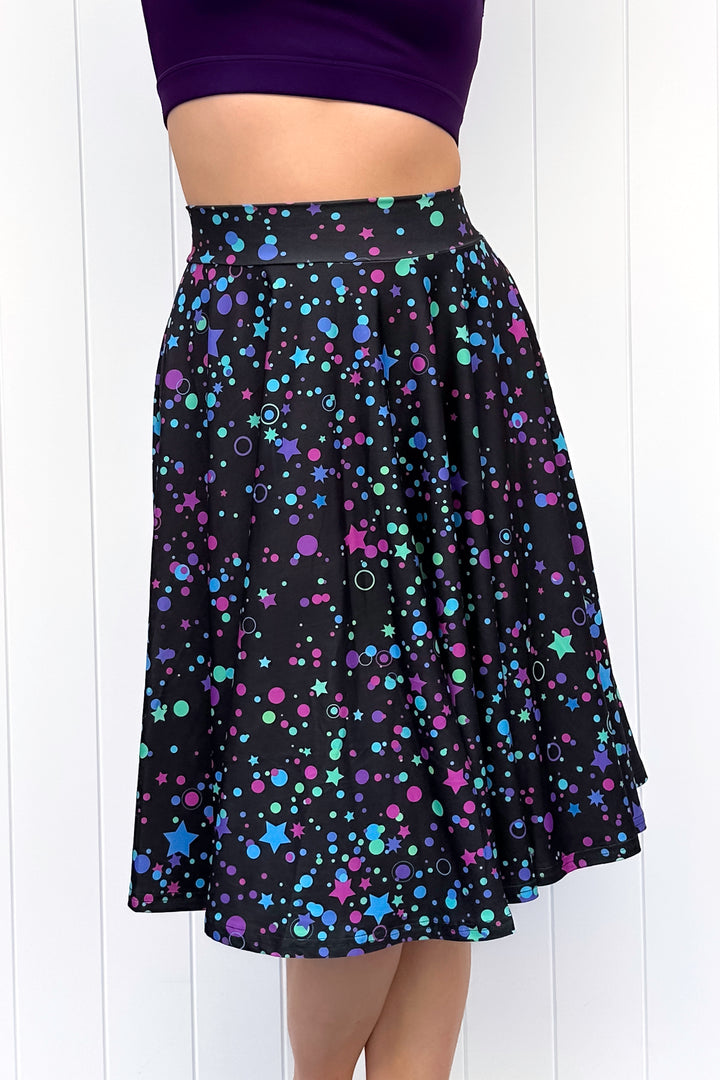 Seraphine Knee-Length Skirt - Neon Galaxy