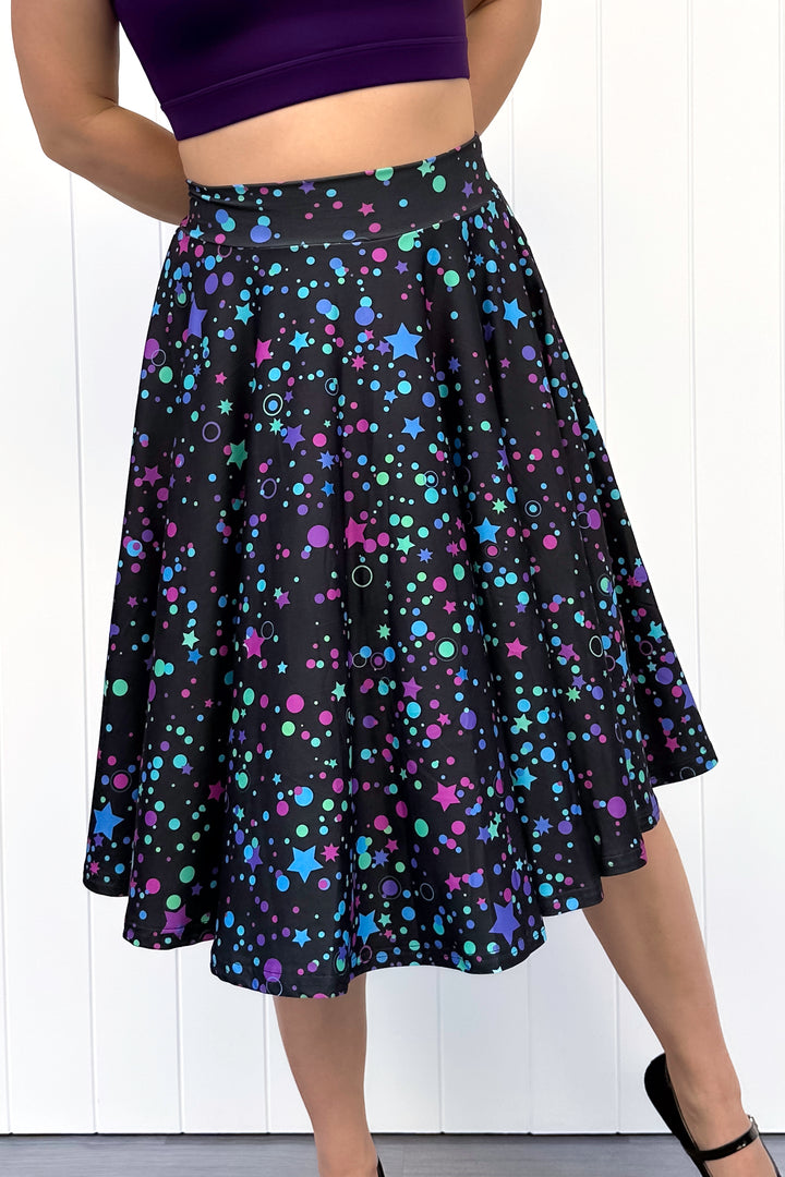 Seraphine Knee-Length Skirt - Neon Galaxy