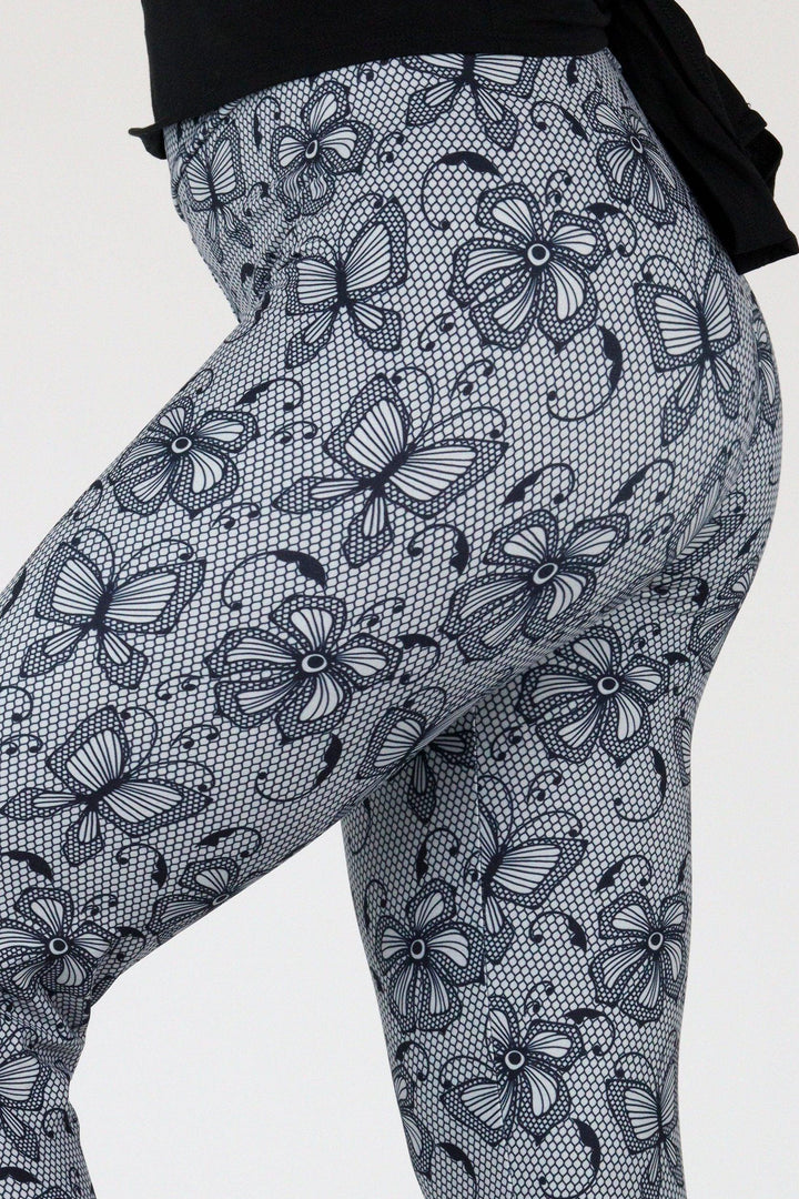Butterfly Lace - Casual Capri Leggings Casual Capri Leggings Pawlie   