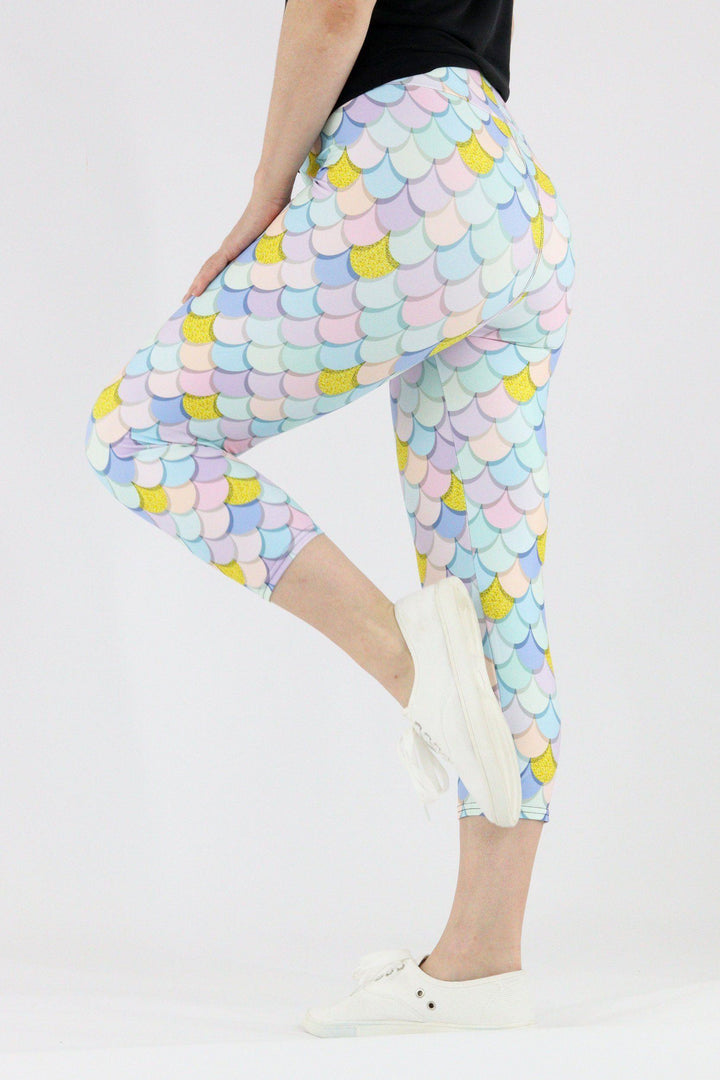Pastel Mermaid - Casual Capri Leggings Casual Capri Leggings Pawlie   