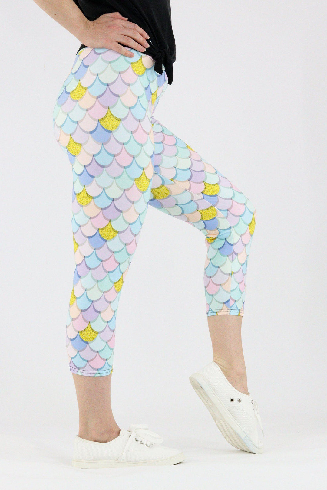 Pastel Mermaid - Casual Capri Leggings Casual Capri Leggings Pawlie   