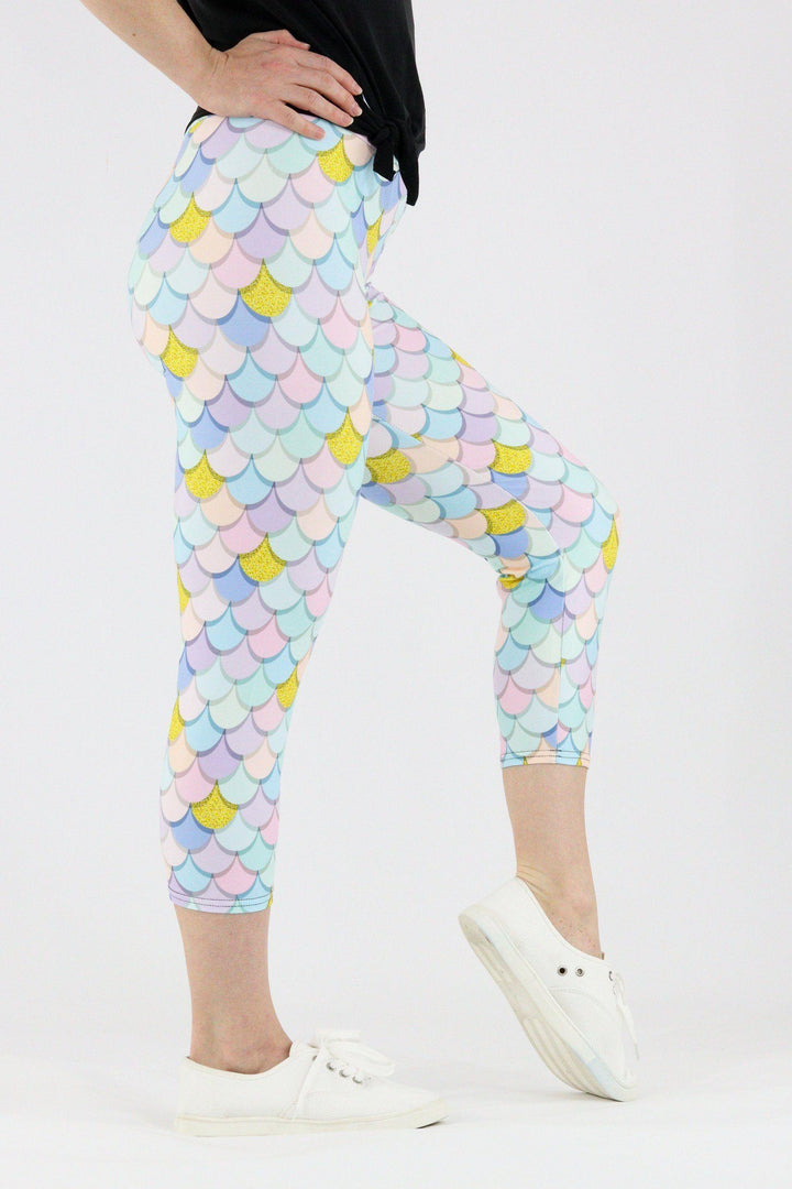 Pastel Mermaid - Casual Capri Leggings Casual Capri Leggings Pawlie   