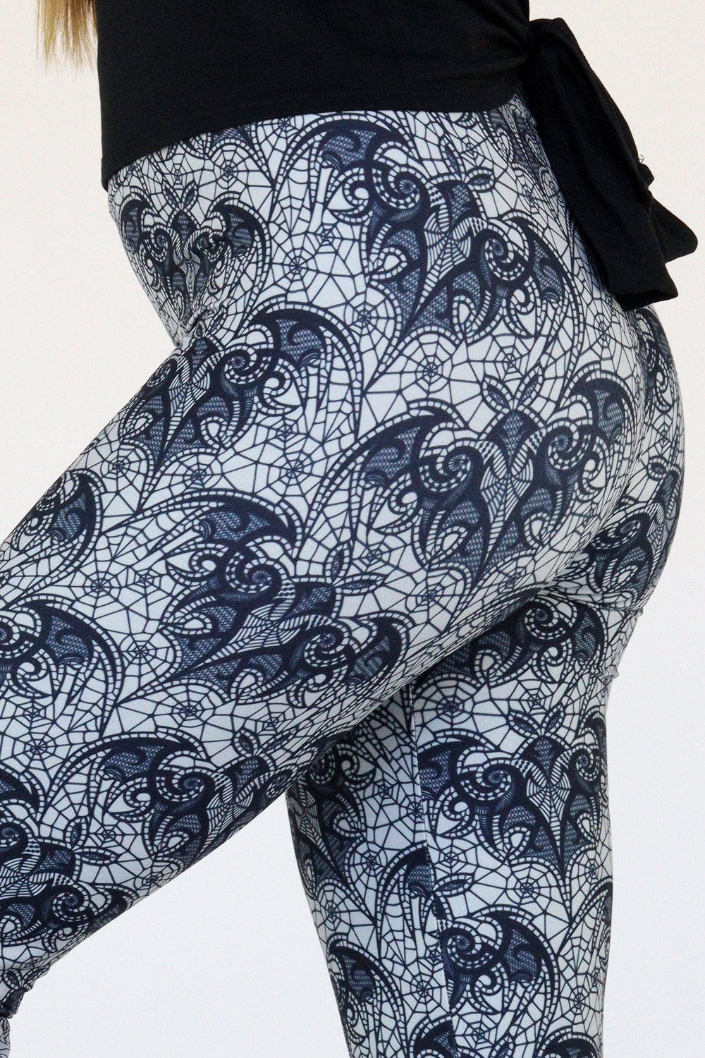 Bat Lace - Casual Capri Leggings Casual Capri Leggings Pawlie   