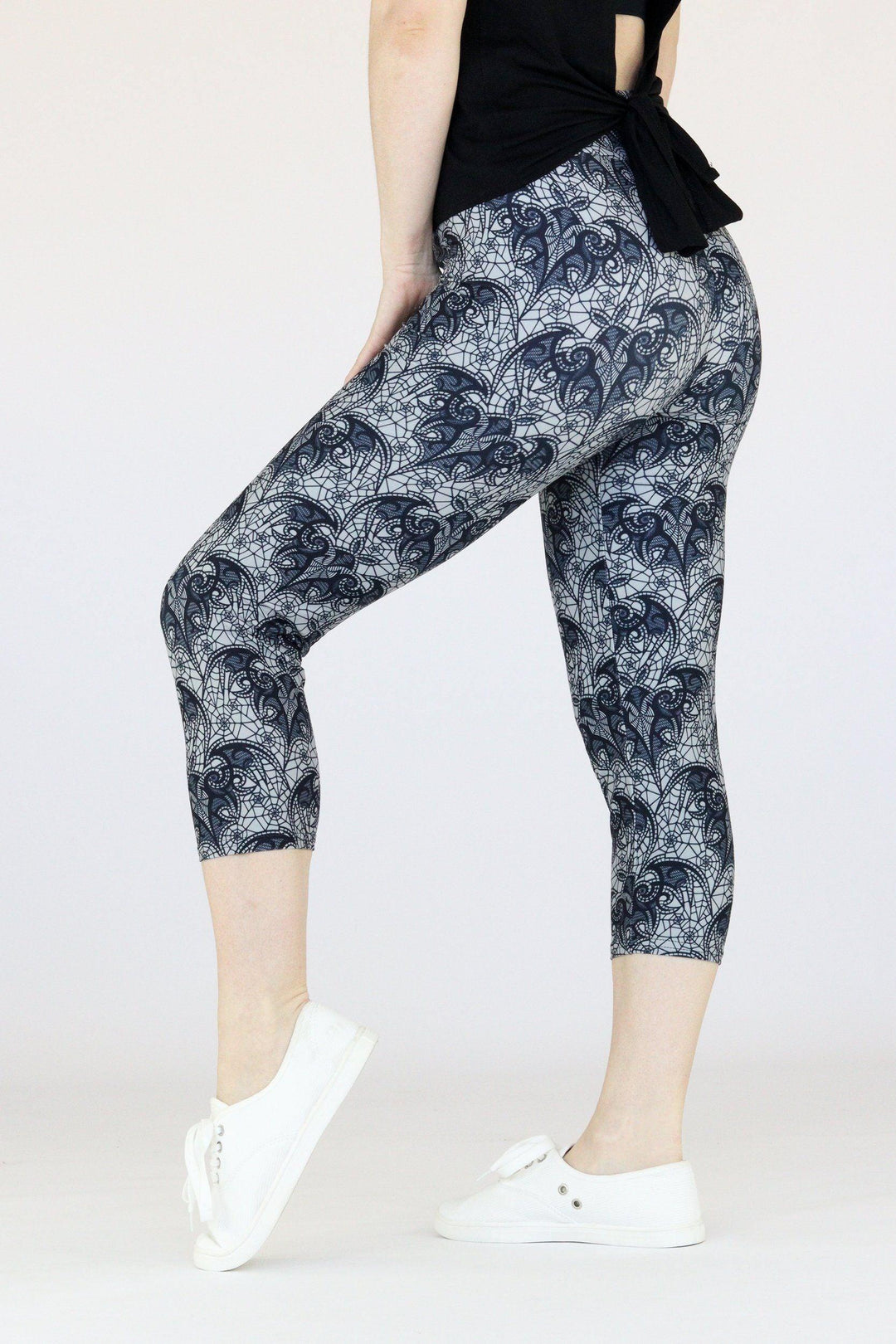 Bat Lace - Casual Capri Leggings Casual Capri Leggings Pawlie   