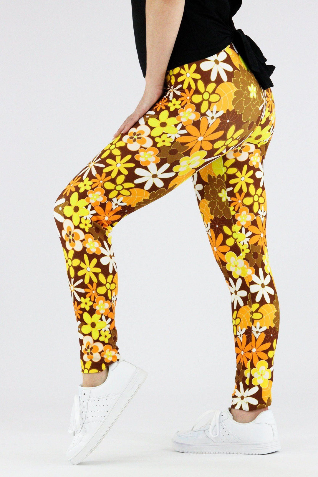 70s Flower - Casual Leggings Casual Full Leggings Pawlie   