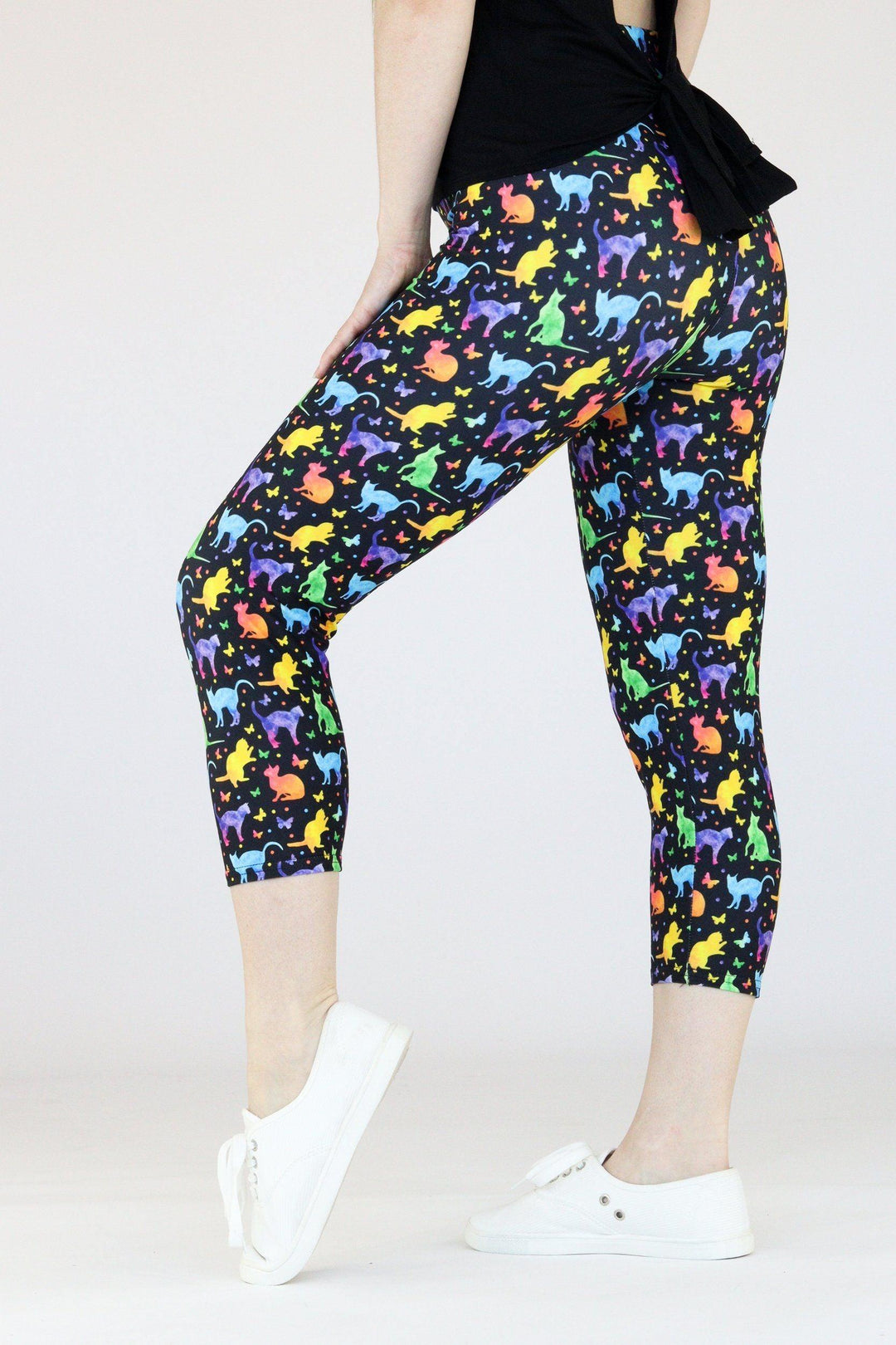 Watercolour Cats - Casual Capri Leggings Casual Capri Leggings Pawlie   