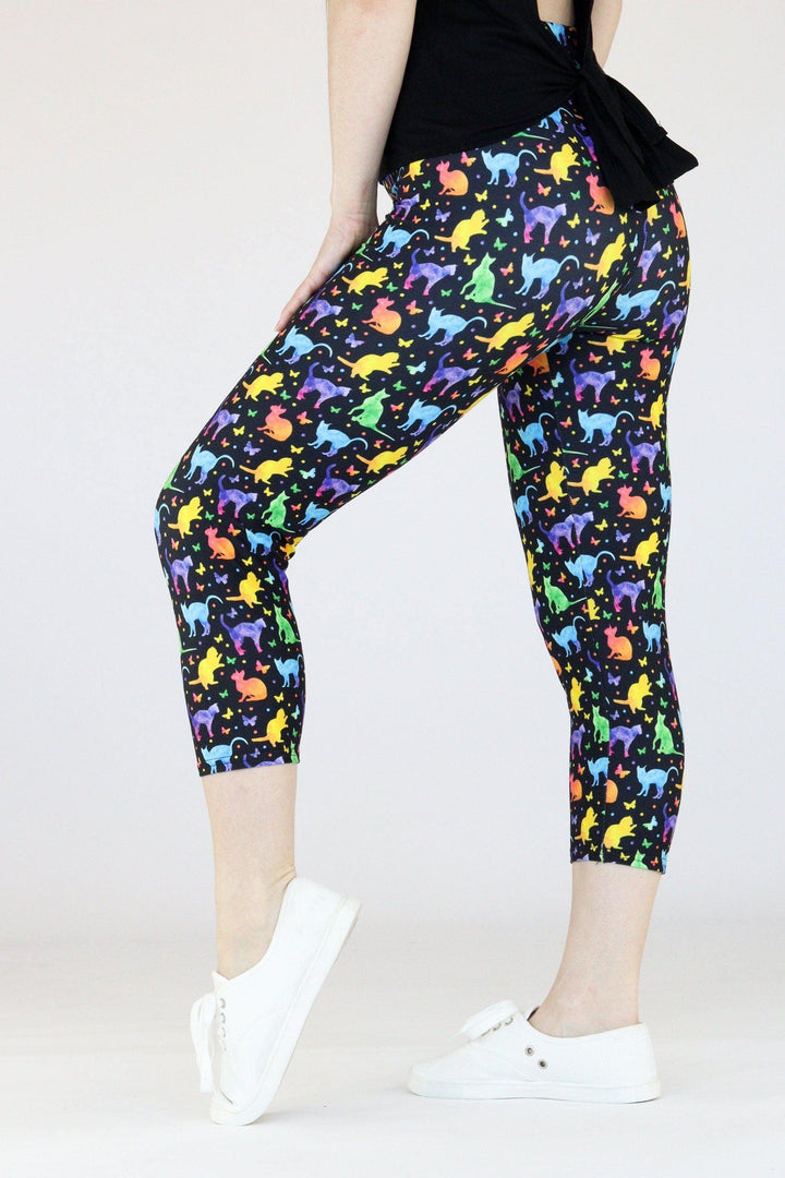 Watercolour Cats - Casual Capri Leggings Casual Capri Leggings Pawlie   
