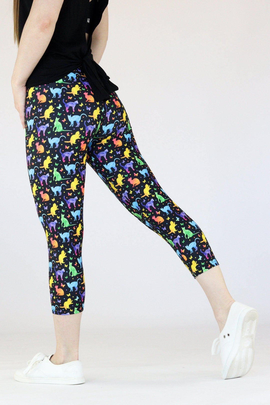 Watercolour Cats - Casual Capri Leggings Casual Capri Leggings Pawlie   