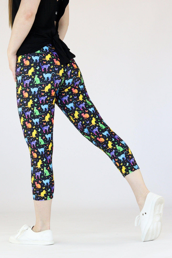 Watercolour Cats - Casual Capri Leggings Casual Capri Leggings Pawlie   