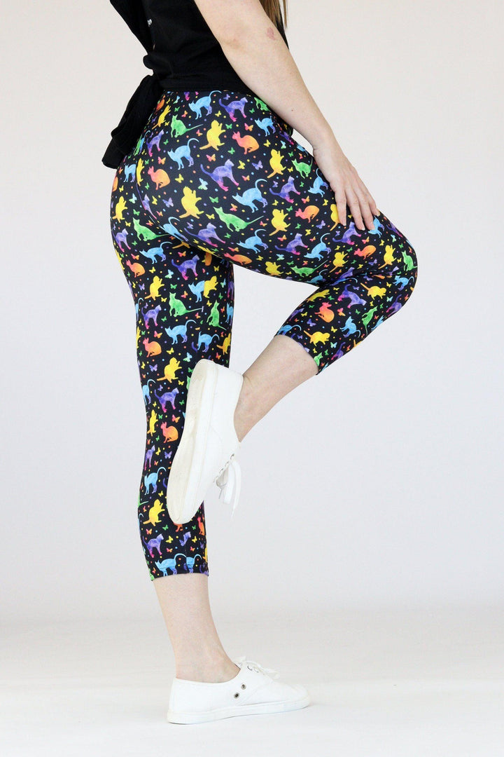 Watercolour Cats - Casual Capri Leggings Casual Capri Leggings Pawlie   